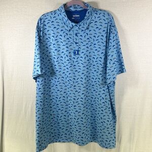 Bogey Bros Polo Shirt Blue Mustache Ride Golf Performance Stretch Sz Men’s 3XL